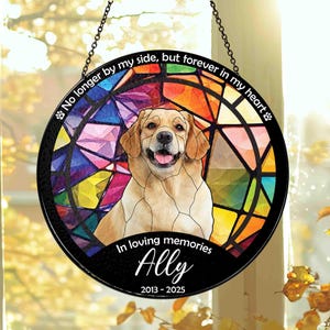 Custom Dog Suncatcher Stained Glass, Personalized Dog Portrait from Photo Suncatcher, Dog Cat Loss Gift, Pet Sympathy Gift, Pet Memorial