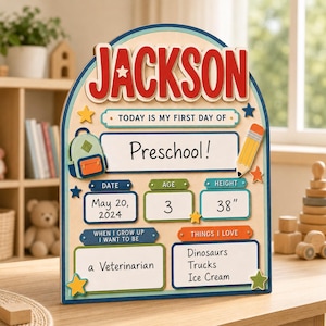 Custom Back to School Sign, First Day of School Board, Preschool Kindergarten Photo Prop, Last Day School Keepsake image 7