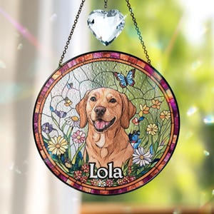 Labrador Retriever Dog Portrait Glass Crystal Suncatcher, Pet Memorial Dog Cat  Loss Glass Art, Pet Window Hangings, Pet Lover Gift