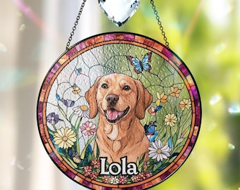 Labrador Retriever Dog Portrait Glass Crystal Suncatcher, Pet Memorial Dog Cat  Loss Glass Art, Pet Window Hangings, Pet Lover Gift