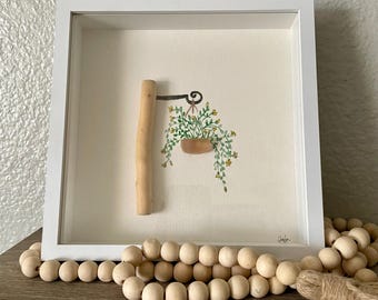 Watercolor, Sea glass, Potted Plants, Flowers, Wildflowers Succulents, Seashells art, wall decor