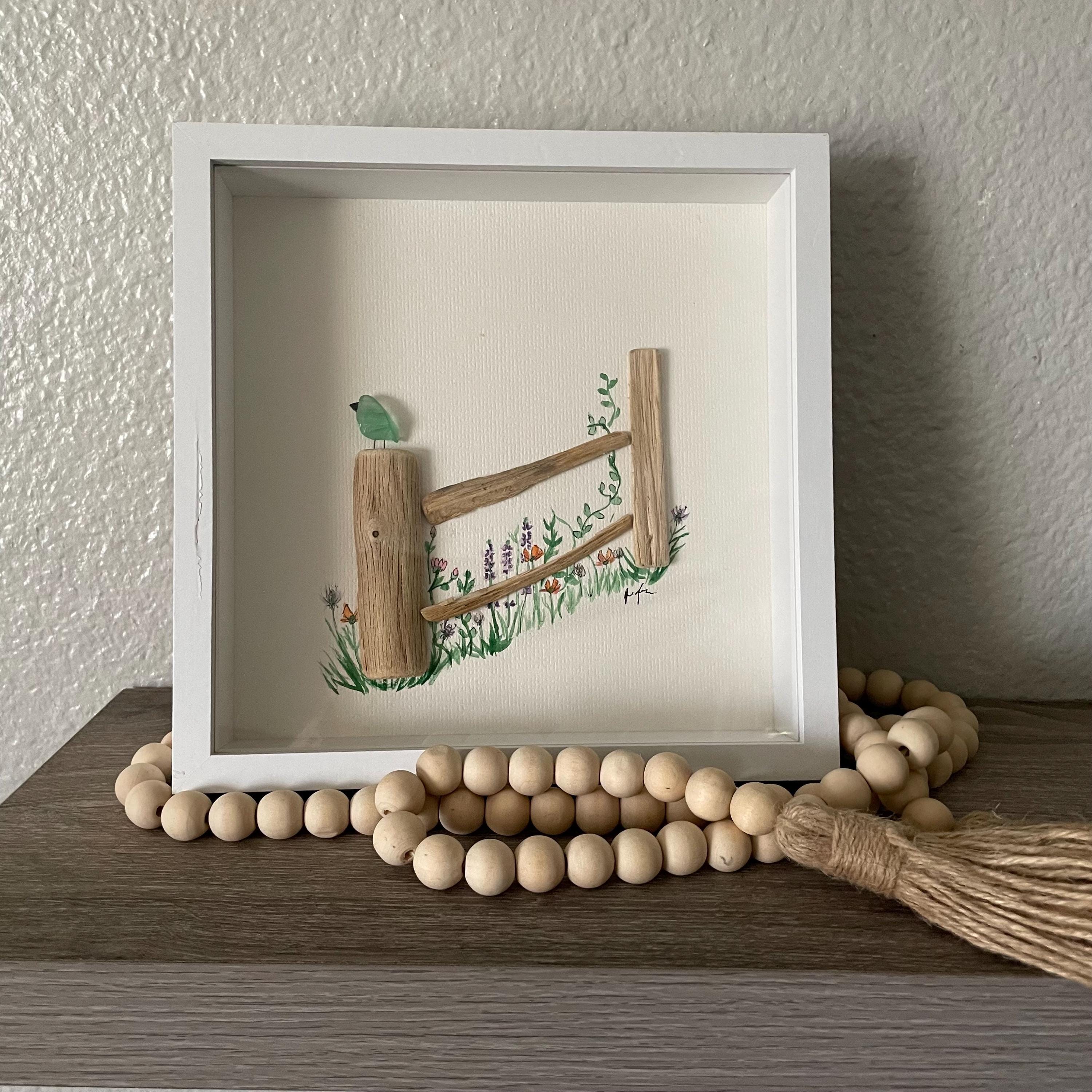 Watercolor, Sea glass, Driftwood, Bird, Flowers, Wildflowers, Seashells Art, Wall Decor