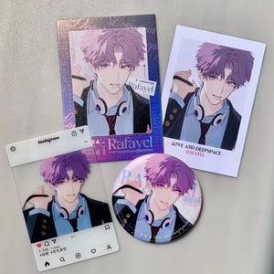 4er Set Rafayel Abzeichen und Karten! Love and Deepspace Xavier Rafayel Zayne Otome Gamer Geschenk C358