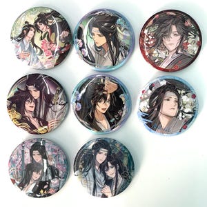 8pc/set MDZS badges! Wei Wuxian Lan Wangji Mo Dao Zu Shi Grandmaster of demonic cultivation Founder of Diabolism MDZS manghua goodies C039