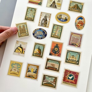 20 pcs/pack, Landmark Stickers, Landscape Stickers, Travel Journal Stickers, Travel List Stickers, Scrapbook Stickers, Waterproof Sticker