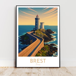 Travel wall art - Brest, Brittany, France, Europe, Petit Minou Lighthouse - modern art, poster, gift, print