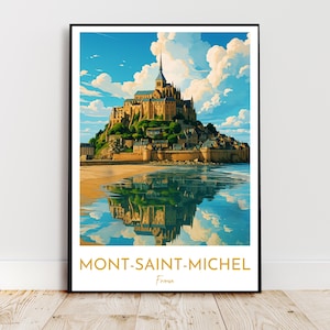 Arte mural de viaje - Mont Saint Michel, Normandía, Bretaña, Francia, Europa, abadía, UNESCO - arte moderno, póster, regalo, impresión