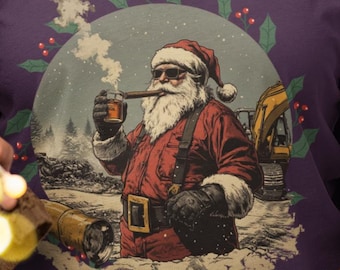 Operator Weihnachtsmann-Weihnachts-T-Shirt aus schwerer Baumwolle