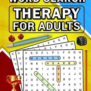 100 Word Search Therapy Book, Printable, Intriguing and Relaxing Puzzles, Mindfulness Activity, Ideal Christmas Gift