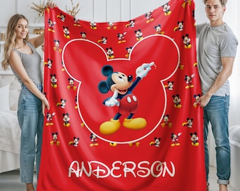 Manta personalizada de Mickey Mouse Minky Sherpa, regalo personalizado de Minnie