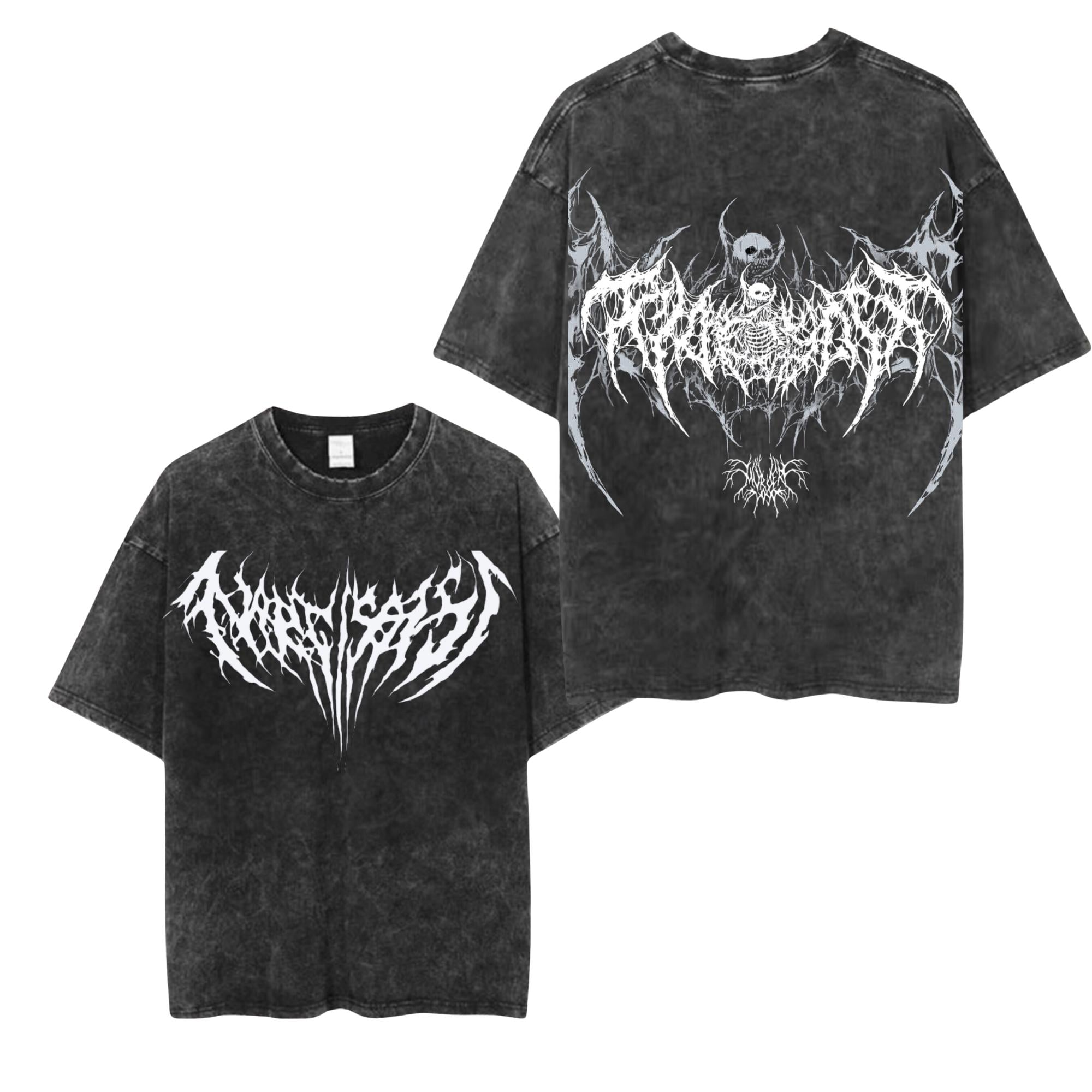 HarajaJuku Y2K StreetWear Gothic T Shirt - Black Acid Washed Shirt , Retro Shirt , Skull Shirt , Y2K Gift For Her,  Halloween Gift.
