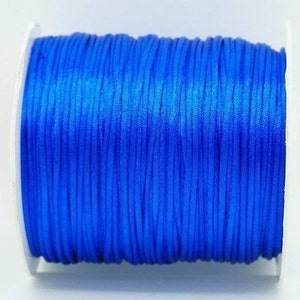 2mm Blue Rattail Satin Cord Rattail Nylon Shamballa Jewelry Macrame Kumihimo Bugtail