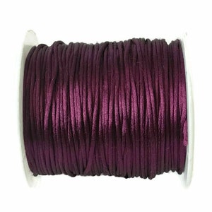 1mm Plum Purple Bugtail Satin Cord Rattail Nylon Shamballa Jewelry Macrame Kumihimo Cording
