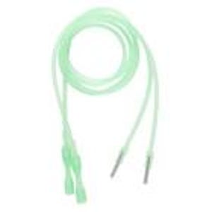 May include: A pair of light green shoelaces with metal aglets. The laces are a solid color and appear to be made of a flexible material. The shoelaces are shown against a white background.