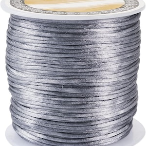 1mm Dark Grey Bugtail Satin Cord Rattail Nylon Shamballa Jewelry Macrame Kumihimo Cording