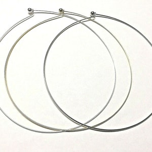 Wire Choker Silver Gold Platinum Necklace Neckwire Pendant Collar Blank Large Hole Bead 18&quot;