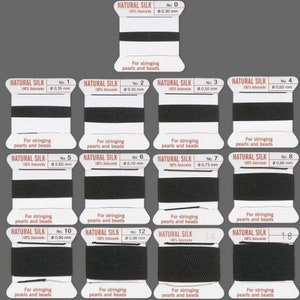 Black Griffin Silk Beading Cord Knotting Jewelry String Bead Thread Needle Choose Size