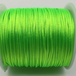 1mm Bright Green Bugtail Satin Cord Rattail Nylon Shamballa Jewelry Macrame Kumihimo Cording