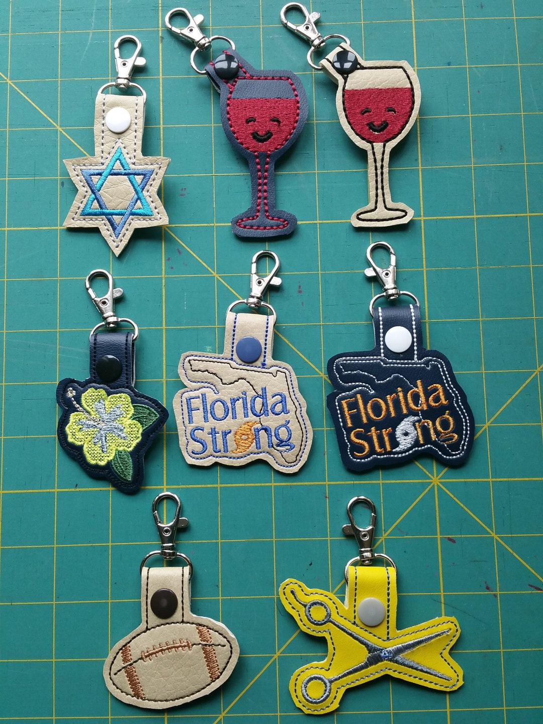 Key Fob, Key Chain, Embroidered Vinyl With Clasp, Custom Made, FREEE SHIPPING Etsy