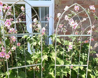 Pair of Verdigris Arched Trellis