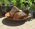 Large round 60cm diameter (2ft) oxidised steel garden fire pit ideal for gardens