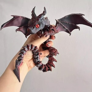 Stunning 3D Printed Flying Dragon Toy with Majestic Horns -Sylus-Articulated Winged Dragon