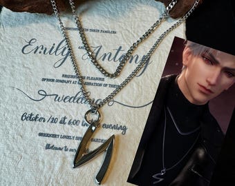 Love and Deepspace Sylus Double Chain Necklace, Anime Pendant Necklace, Anime Cosplay Jewelry - Anime Lover Gift