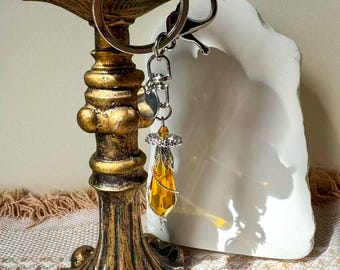 Lord of Mysteries Klein Spirit Yellow Crystal Pendulum Pendant Keychain, Divination Accessory for Cosplay & Daily Wear