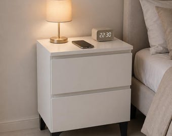 Mesita de noche con compartimento oculto – Cerradura RFID, mesita de noche con 2 cajones, caja fuerte secreta