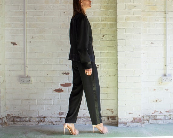 vintage 1990s black single breasted tuxedo pant su