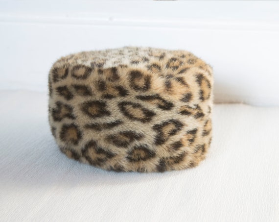 vintage 1960s leopard print faux fur winter bucket