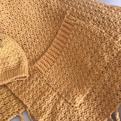 Pocket Shawl/Wrap with matching Beanie Hat with detachable Pom Pom , Handmade shops Fall outfit Crochet Pocket Shawl warm and cozy ready to ship