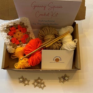 Kit quadrato all'uncinetto per principianti e bambini / Kit quadrato nonna all'uncinetto / Impara a lavorare all'uncinetto / Quadrato nonna colorato