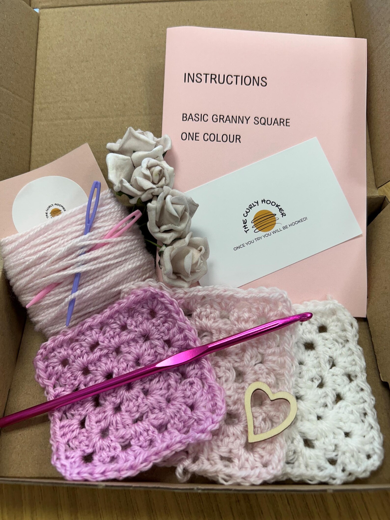 Beginners Crochet Kit Granny Square Kit Acrylic Yarn Learn How