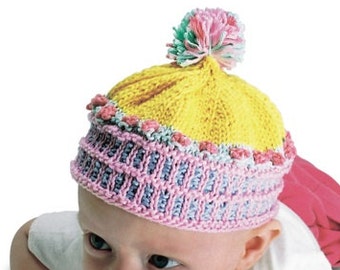 Cupcake Beanie Knitting PDF Pattern Only/ Download Newborn to Three Years/Hand Knitting /Baby Beanie/Newborn Hat/Newborn Beanie/Debby Ware