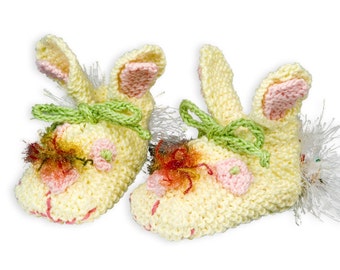 Bunny Booties Knitting Pattern, Newborn to 8 Months (PDF Pattern)