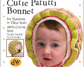 Hand Knitting Cotton Baby Bonnet Pattern/pdf