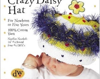 Daisy Hat/Knitting Pattern/PDF Download/Baby hat/Toddler Hat/Debby Ware/Knitting Kit/ Hand Knitting/Baby Hat/Toddler Hat/Knitting kit Cotton