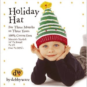 Puede incluir: Un gorro de árbol de Navidad de punto verde y rojo con un pompón amarillo en la parte superior. El gorro está diseñado para niños de tres meses a tres años. El gorro está hecho de hilo 100% algodón. Materiales necesarios: una aguja circular de tamaño 4 de 40 cm, una aguja de tejer de tamaño 4 UK y cuatro agujas de doble punta de tamaño 4.