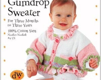 Knitting PDF Pattern Only/Sweater/Baby/Toddler/Debby Ware Pattern/Knitting/Cotton Cardigan/Ruffled cardigan/Baby/Toddler knit Hand knitting