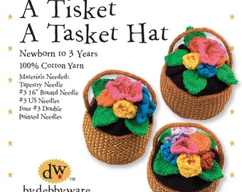 Knitting PATTERN PDF only/Flowered Hat/Newborn to 3 yr. knitting kit/pattern/baby hat/Baby cap/knitting kit/Flowered Baby Hat/Debby Ware