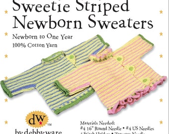 Knitting Pattern pdf/Newborn Sweater/Hand Knitting /Cotton Newborn/Baby Sweater/Boy/Girl Sweater Pattern/Debby Ware Knitting Pattern