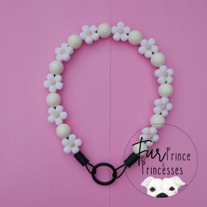 Collana per cani con perline: perline acriliche color crema "Crazy Daisy", collare resistente da infilare