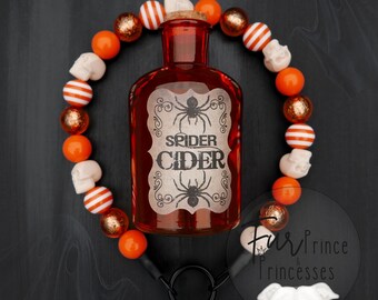 Halloween Beaded Dog Necklace: Pumpkin Cider Slip-On Collar, Halloween dog collar, Halloween dog necklace, colourful, dog pearls, spooky