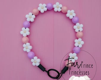 Daisy Beaded Dog Necklace: Pastel 'Daisy Meadows' Slip On Collar