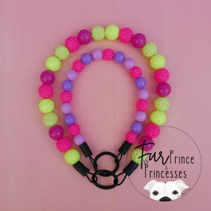 Mini Beaded Dog Necklace: Lilac Rose, Durable Slip-On Dog Collar