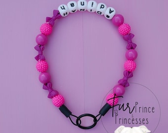 Collar personalizado con cuentas rosas para perro: collar duradero con nombre para tu mascota