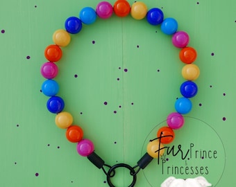 Rainbow Beaded Dog Necklace: Durable Slip-On Collar