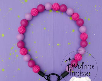 Perlenhalskette für Hunde: 'Pretty in Pink' Acrylperlenhalsband