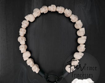 Halloween Schädel Perlen Hundehalskette: Knochen Sammler, Halloween Halsband, Hundehalskette